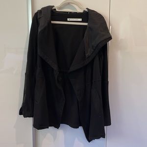 Blanc Noir black cotton cardigan with hood